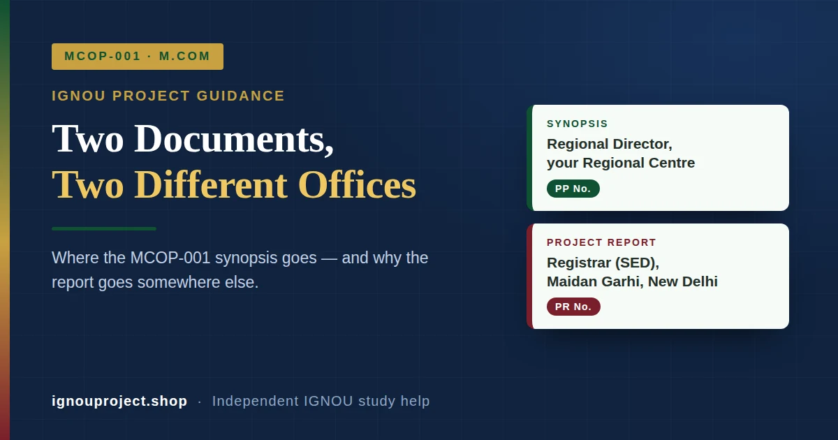 Submission routes for the IGNOU MCOP-001 synopsis and project report
