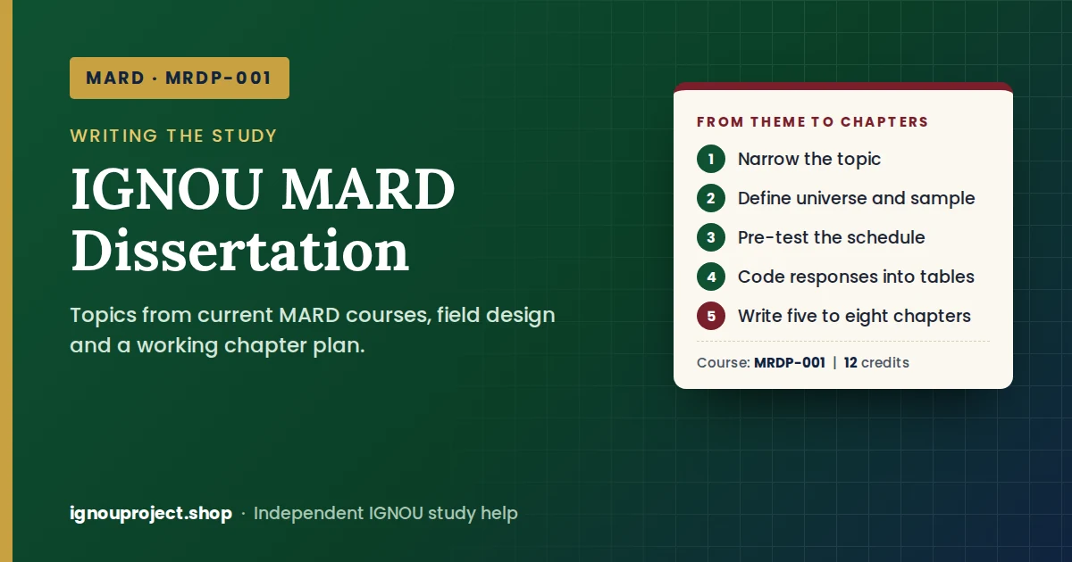 IGNOU MARD Dissertation: Topics, Field Design and Chapter Plan