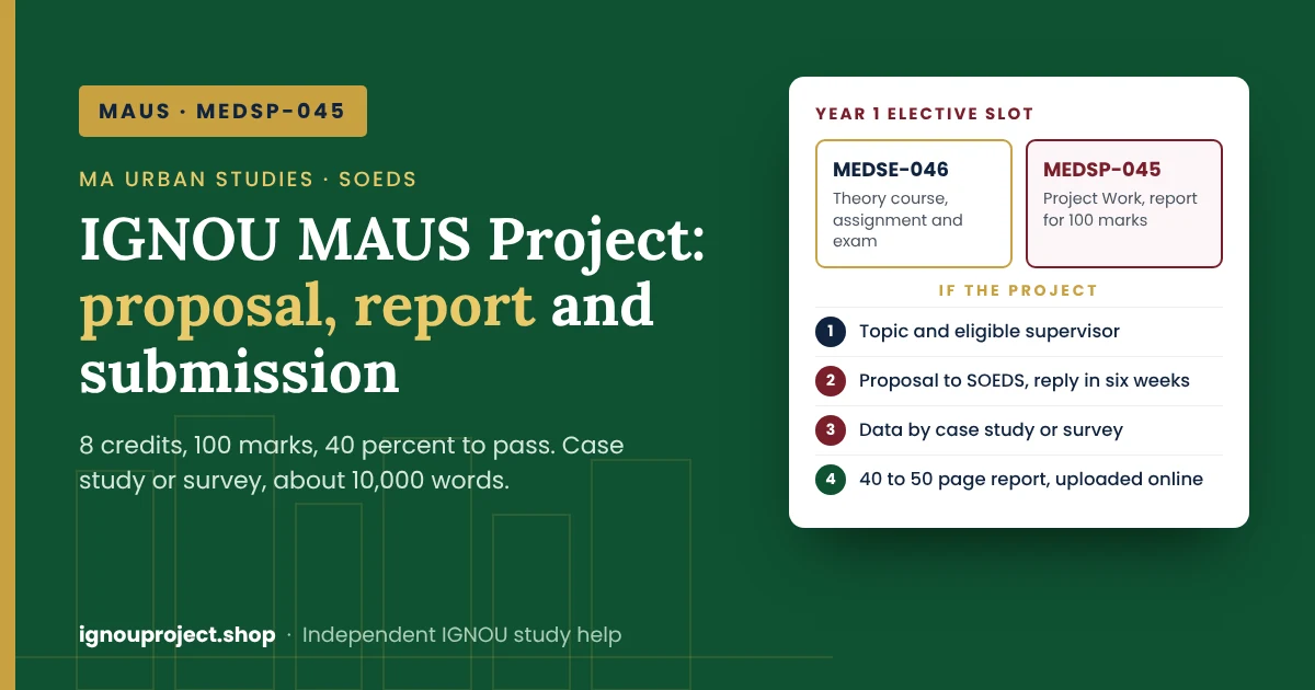 IGNOU MAUS Project (MEDSP-045): Proposal, Supervisor, Report and Submission